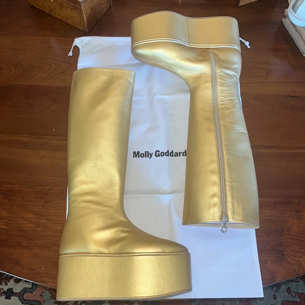 MOLLY GODDARD Athena 90mm Metallic Platform Boots